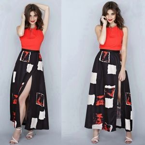 Plains & Print Short sleeve multi print midi dress Size 2